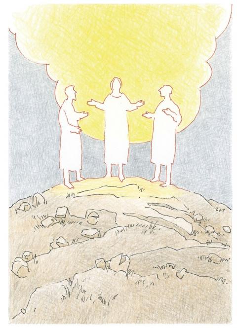 Die Wolke leuchtete auf Jesus, Mose und Elisa
