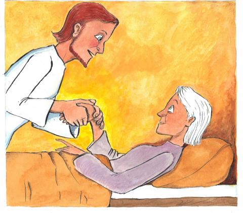 Jesus macht die Schwiegermutter von Simon gesund